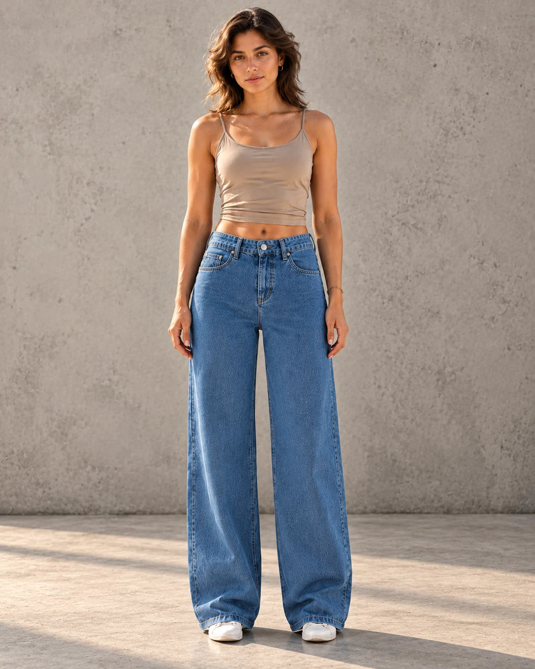 Blue High Rise Star Pockets Straight Jeans