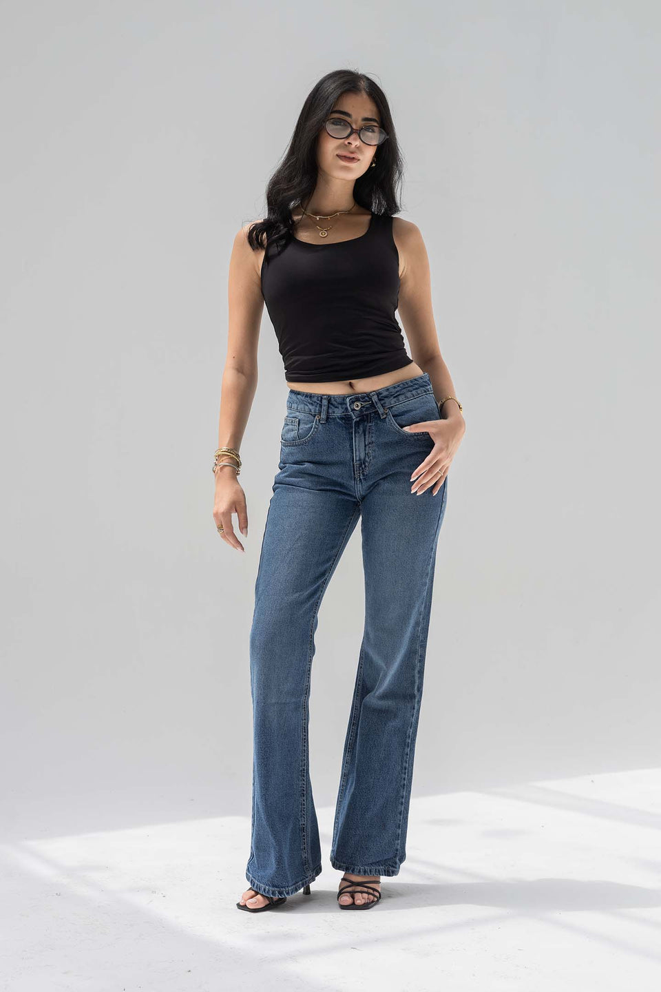 Deep Blue High Rise Flared Jeans