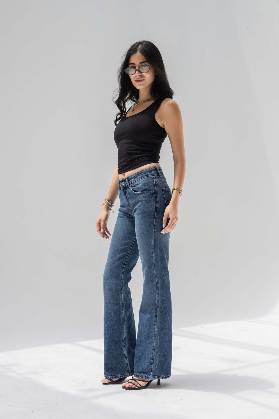Deep Blue High Rise Flared Jeans