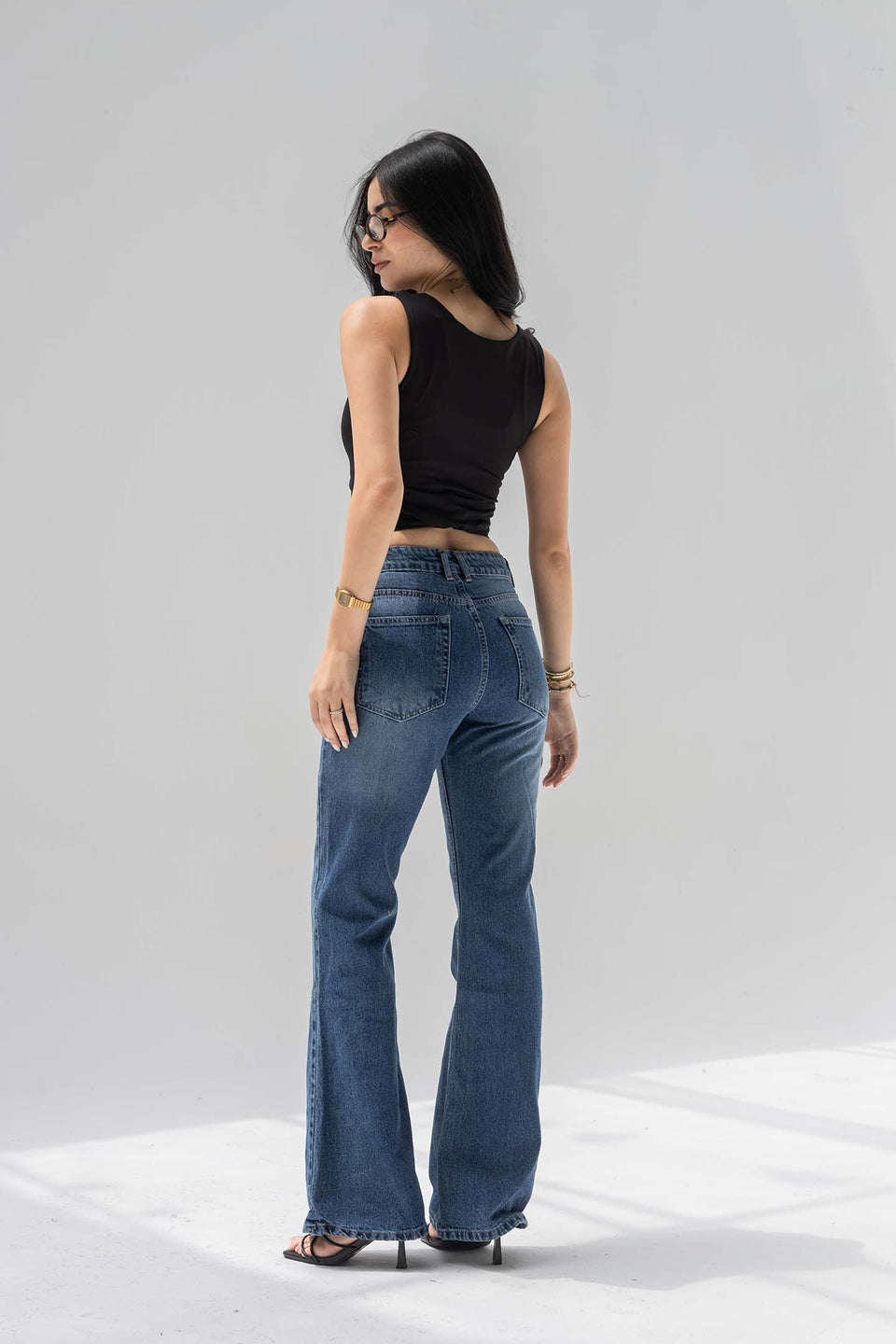 Deep Blue High Rise Flared Jeans
