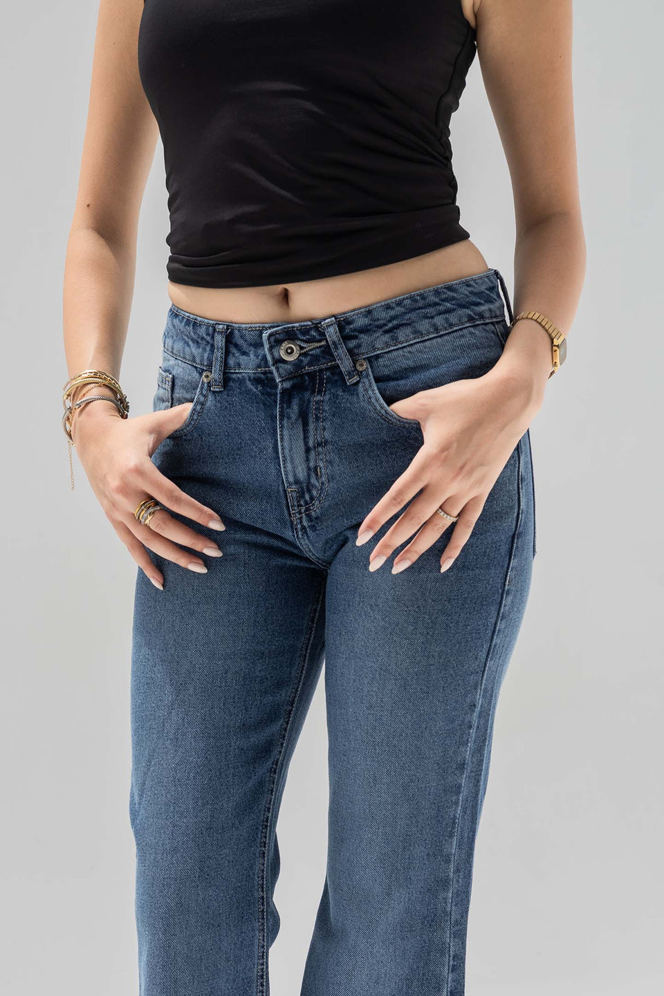 Deep Blue High Rise Flared Jeans