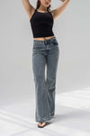 Grey High Rise Flared Jeans