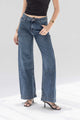 Deep Blue High Rise Front Seam Wide Leg Jeans