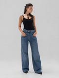 Blue High-Waisted Pocket Wide Leg Jeans
