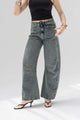 Grey Curved Seam Barrel Jeans