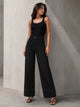 Black High-Waisted Pocket Wide Leg Jeans