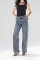 Stone Blue High-Rise Wide-Leg Seamed Jeans