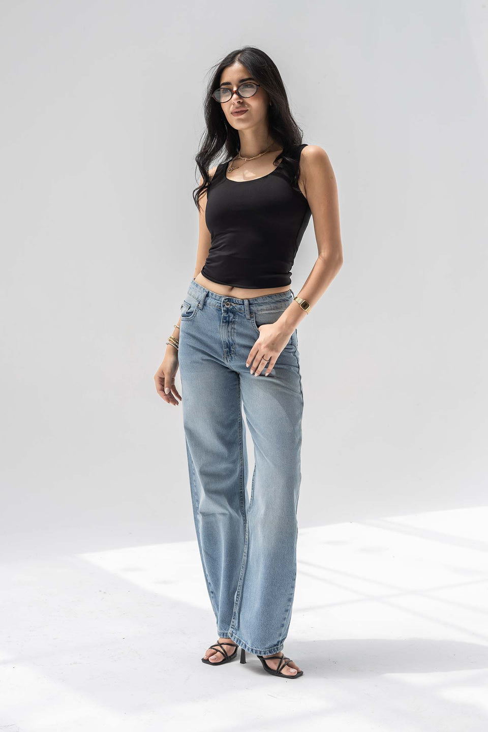 Blue Low-Rise Straight-Leg Jeans