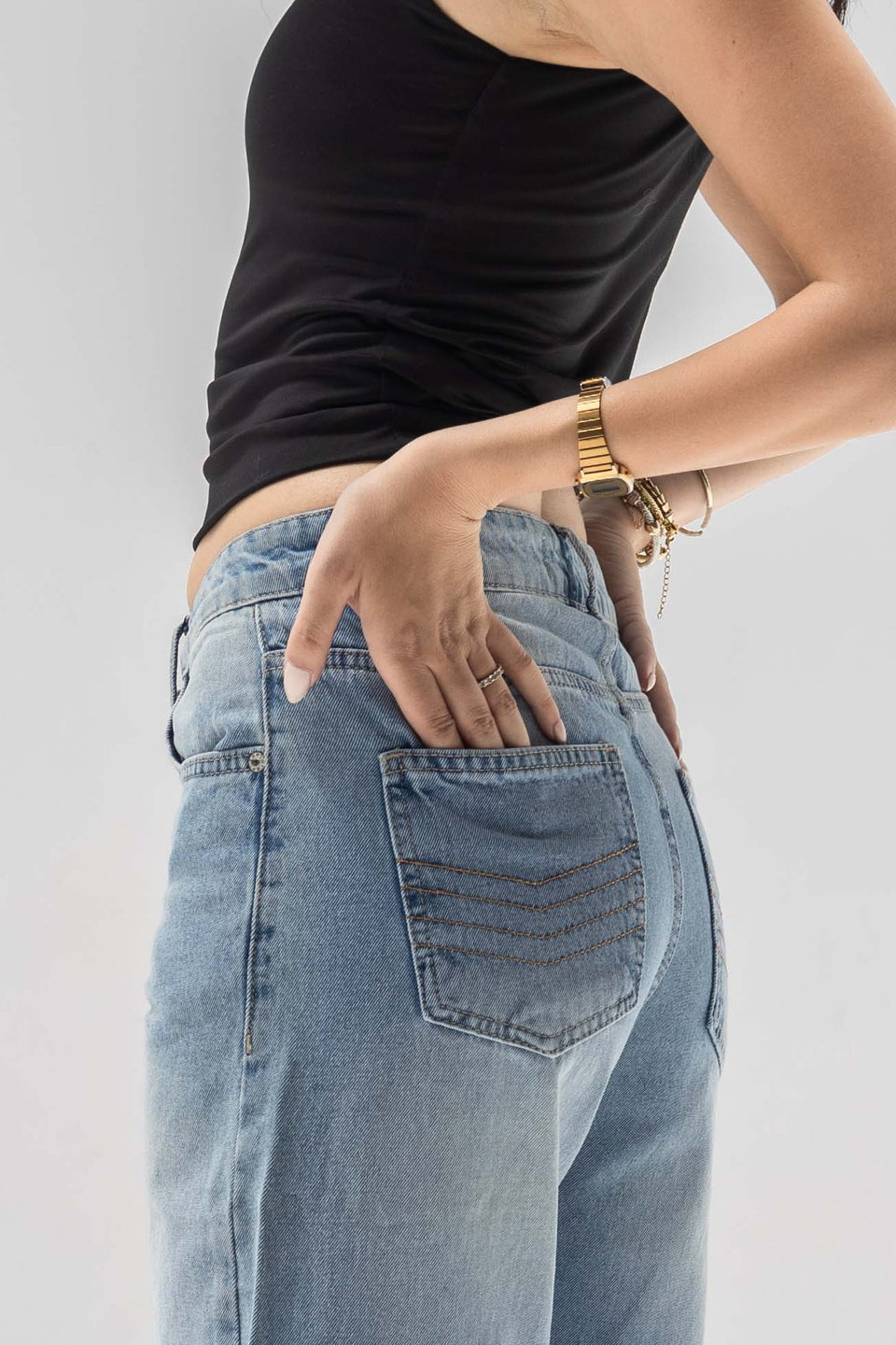 Blue Low-Rise Straight-Leg Jeans