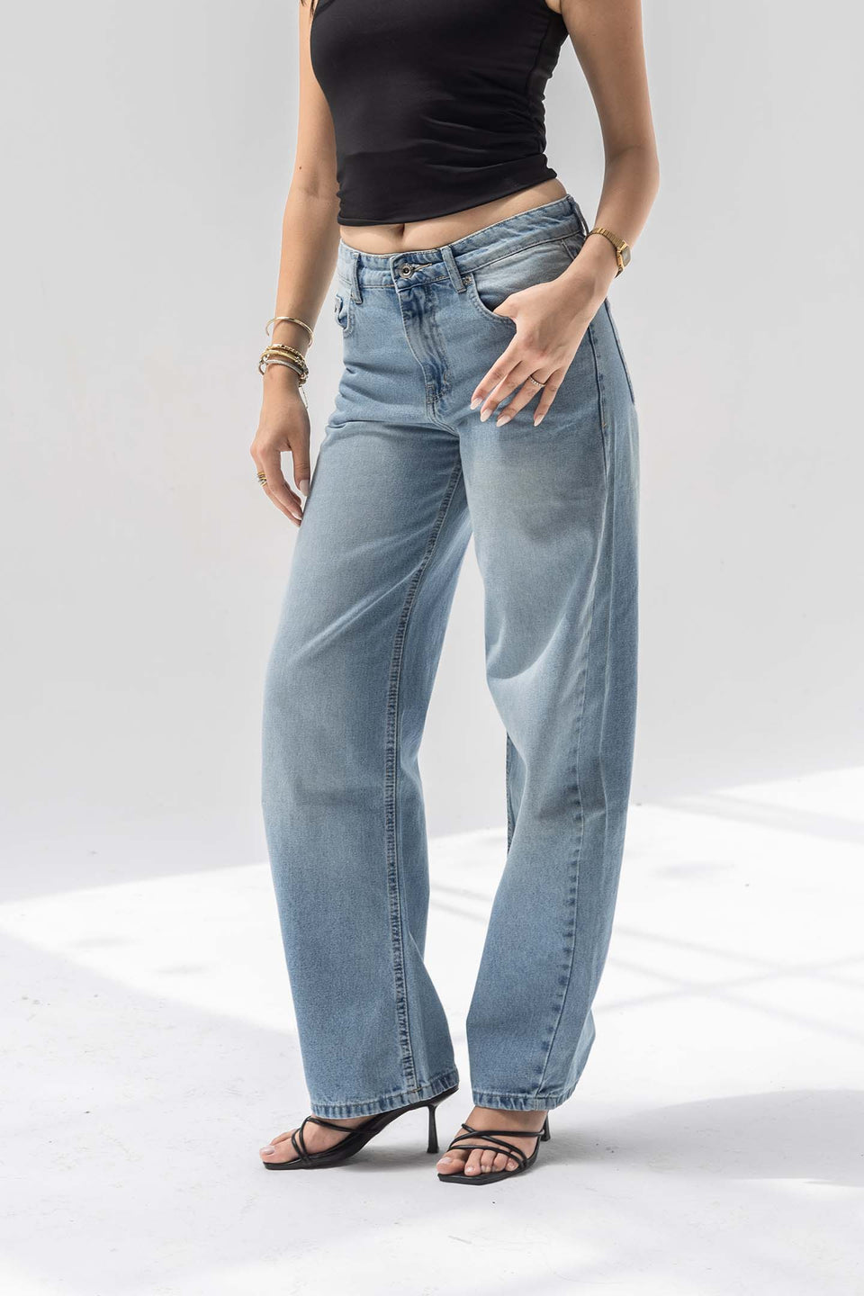Blue Low-Rise Straight-Leg Jeans