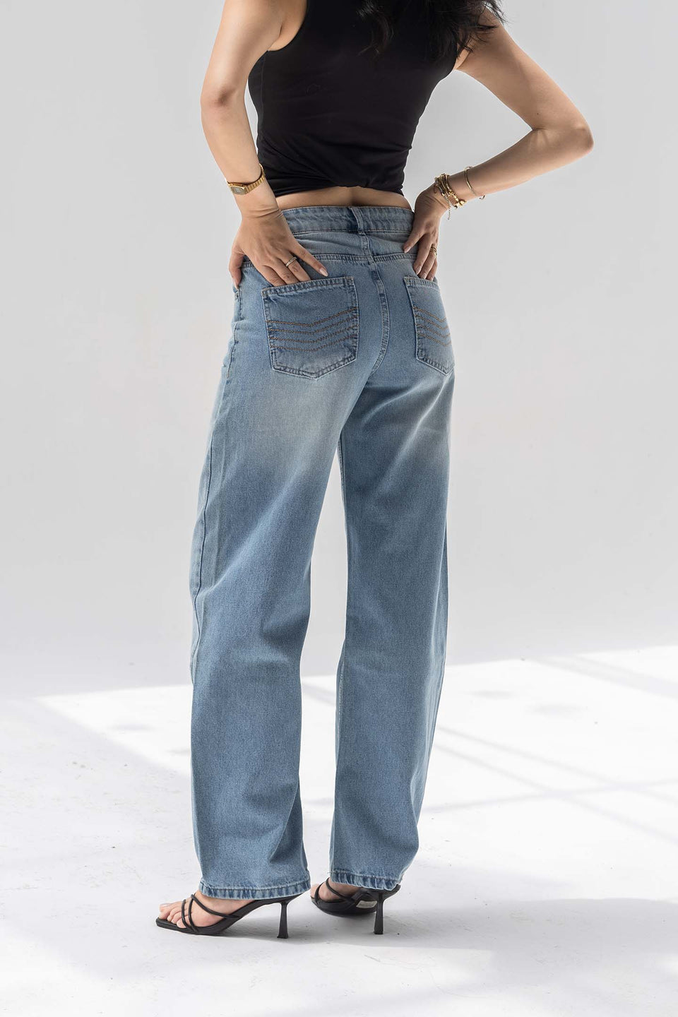Blue Low-Rise Straight-Leg Jeans