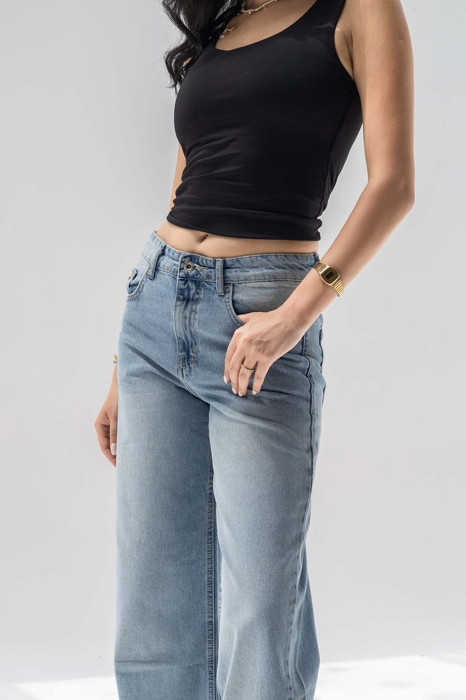 Blue Low-Rise Straight-Leg Jeans