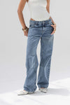 Stone Blue Mid-Rise Wide-Leg Jeans