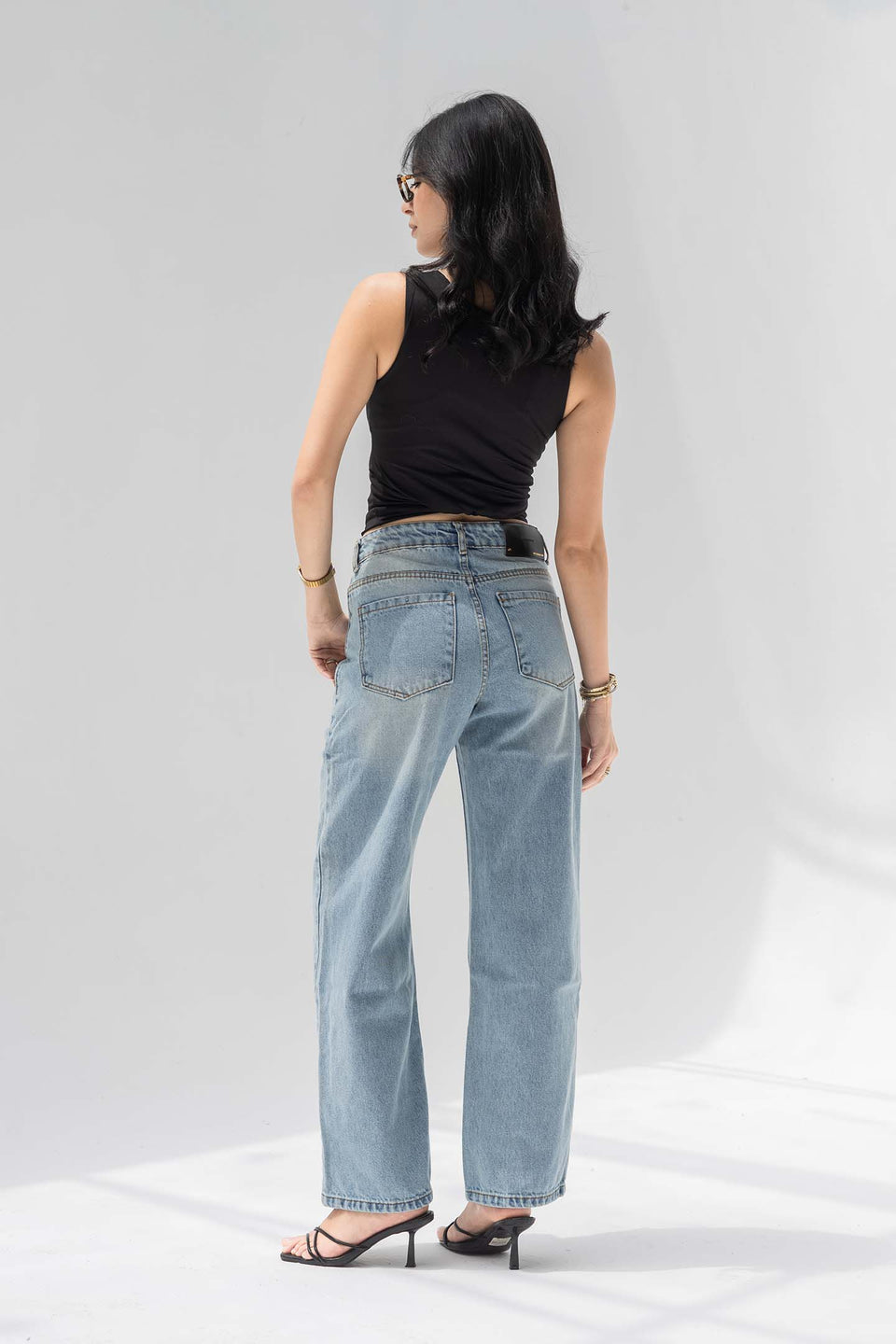 Light Blue High-Rise Straight-Leg Jeans