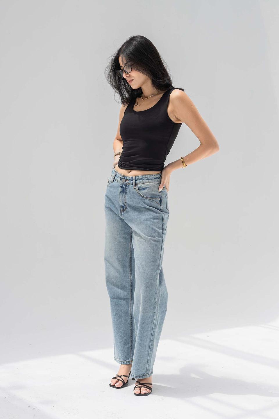 Light Blue High-Rise Straight-Leg Jeans