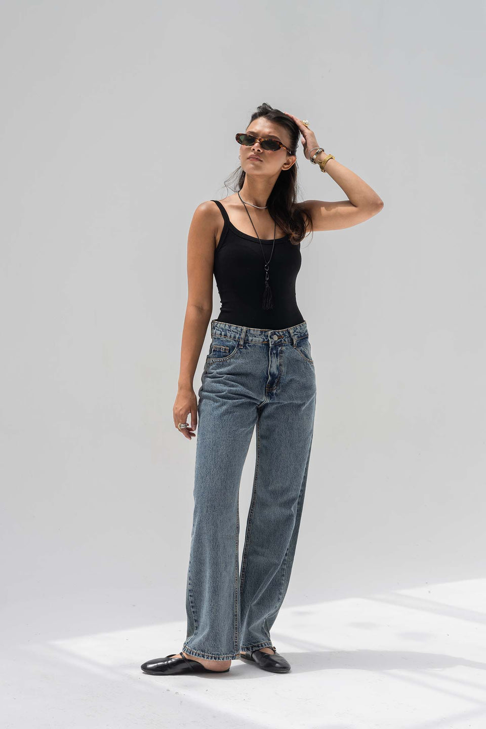 Stone Blue High-Rise Straight-Leg Jeans