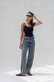 Stone Blue High-Rise Straight-Leg Jeans