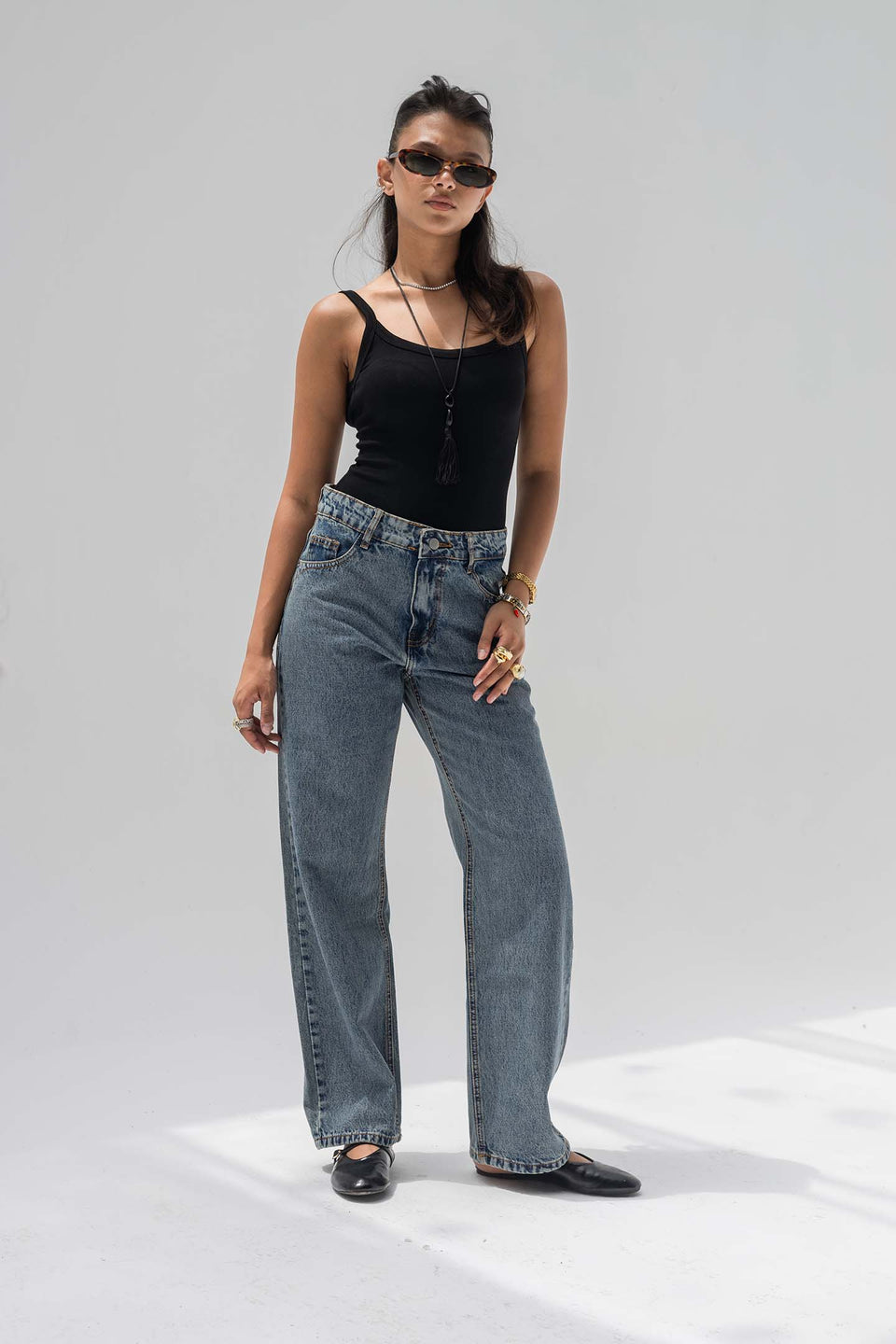 Stone Blue High-Rise Straight-Leg Jeans