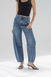 Blue Balloon-Fit High-Waisted Jeans