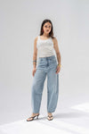 Light Blue Balloon-Fit High-Waisted Jeans