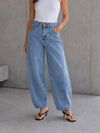 Blue Balloon-Fit High-Waisted Jeans