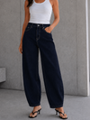 Navy Balloon-Fit High-Waisted Jeans