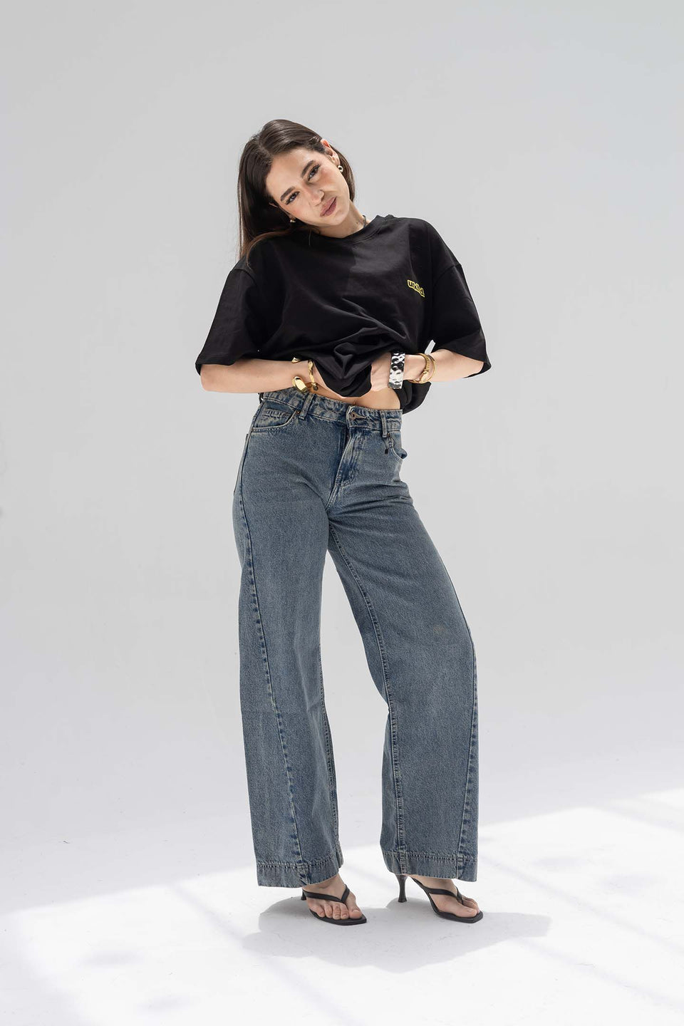 Vintage Blue Balloon-Fit High-Waisted Jeans