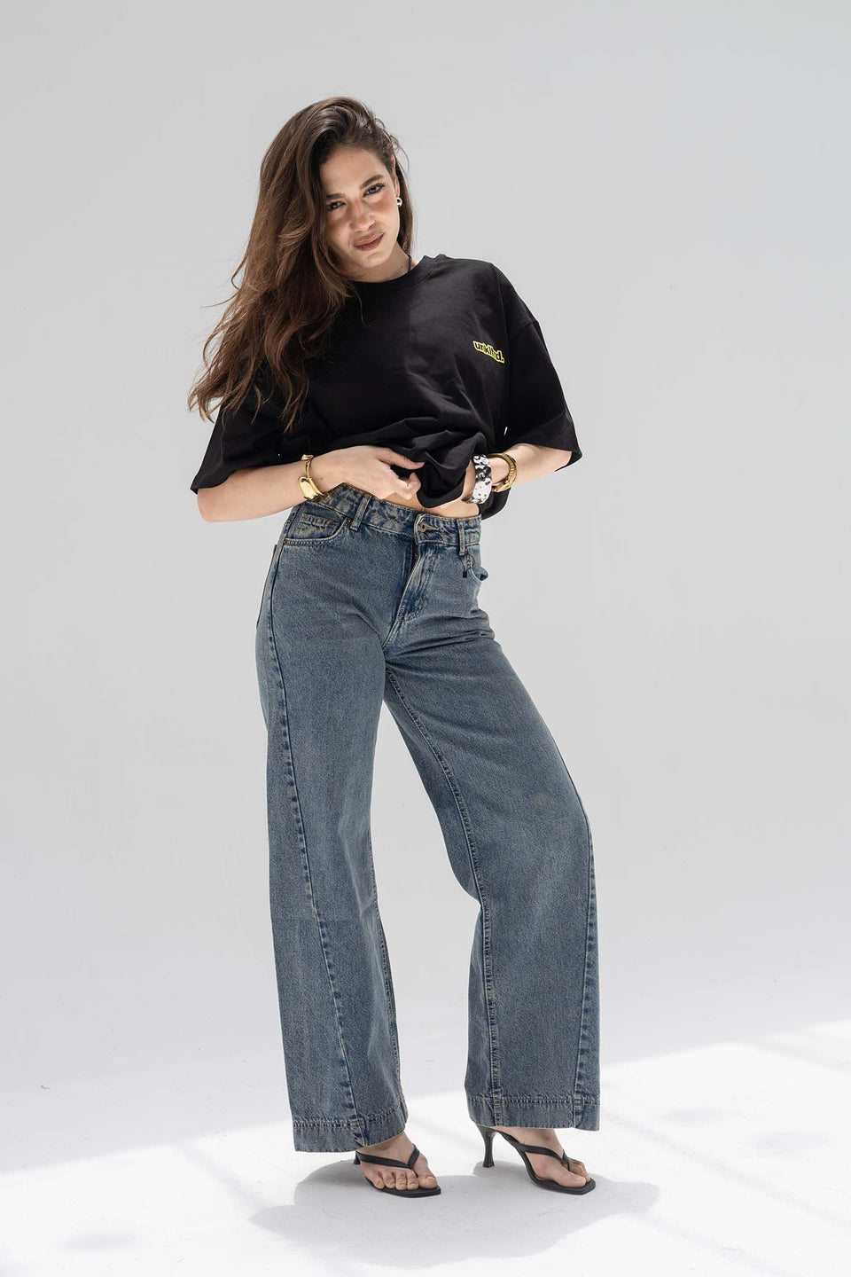 Vintage Blue Balloon-Fit High-Waisted Jeans