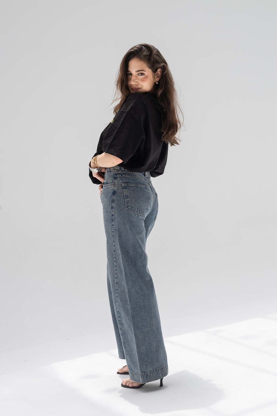 Vintage Blue Balloon-Fit High-Waisted Jeans