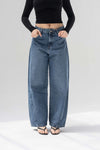 Blue High-Rise Balloon Wide Jeans