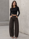 Brown Curved Seam Barrel Leg Jeans