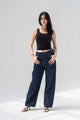 Navy High-Rise Balloon Wide Jeans