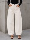 Off White Curved Seam Barrel Leg Jeans