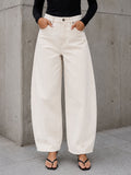 Off White Curved Seam Barrel Leg Jeans