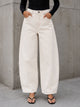 Off White Curved Seam Barrel Leg Jeans