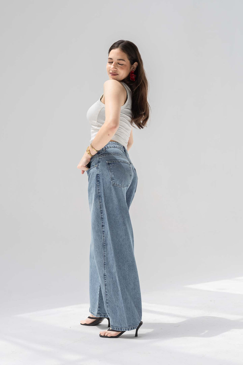 Stone Blue High-Rise Balloon Wide Jeans
