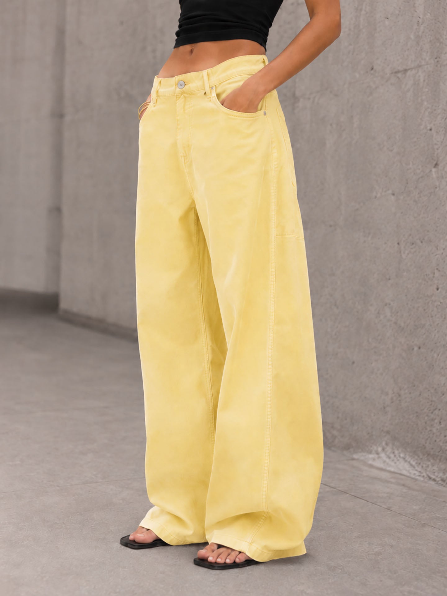 Yellow Baggy Corduroy Pants