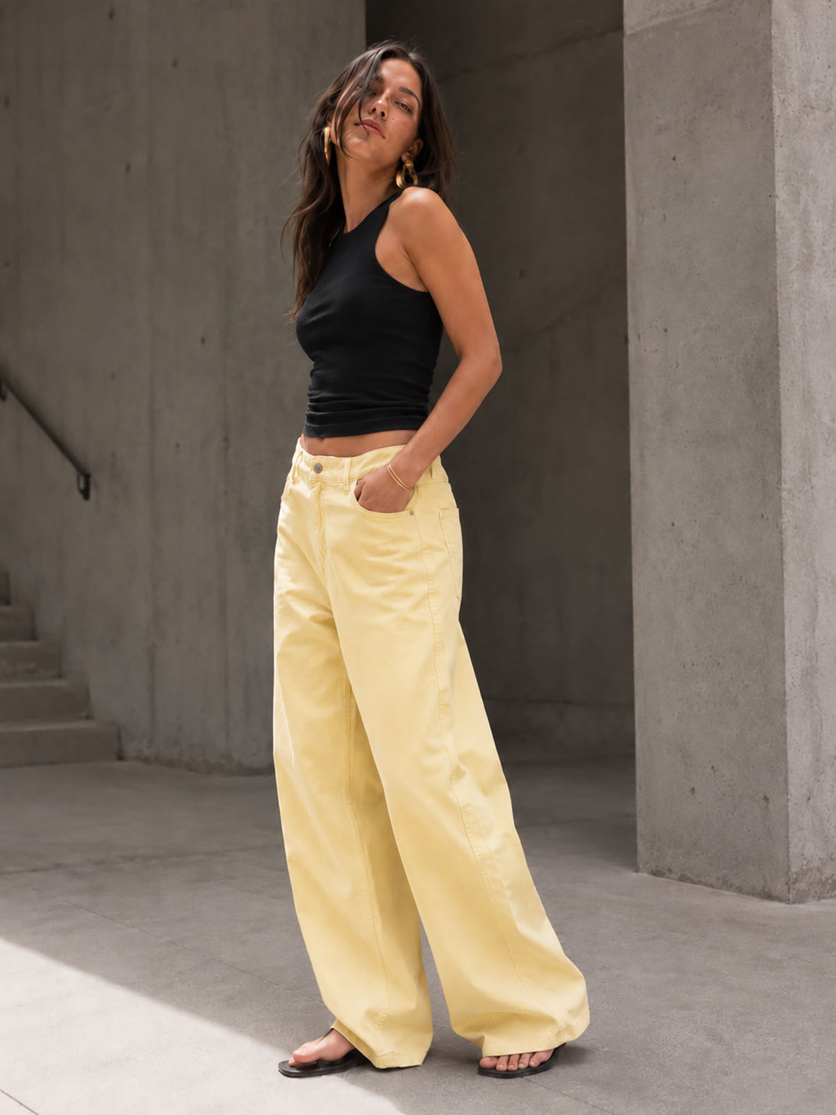 Yellow Baggy Corduroy Pants