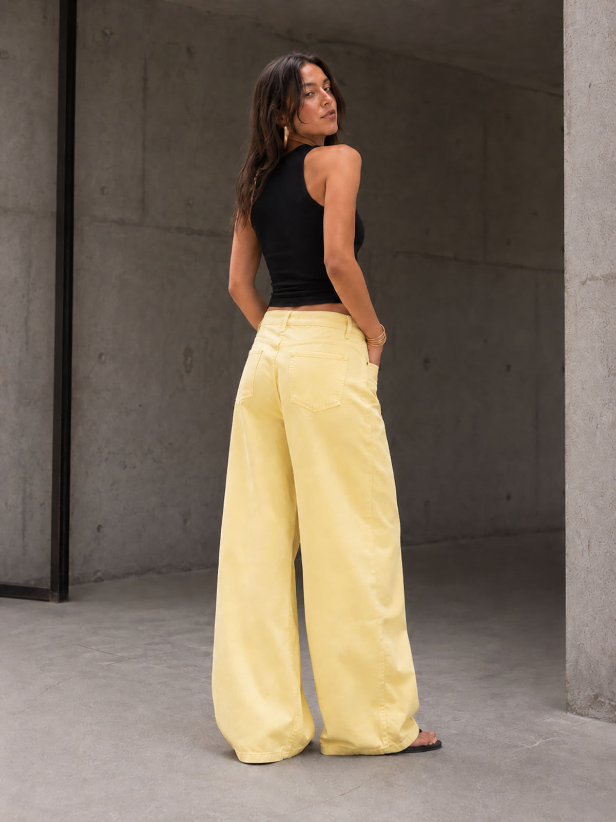 Yellow Baggy Corduroy Pants