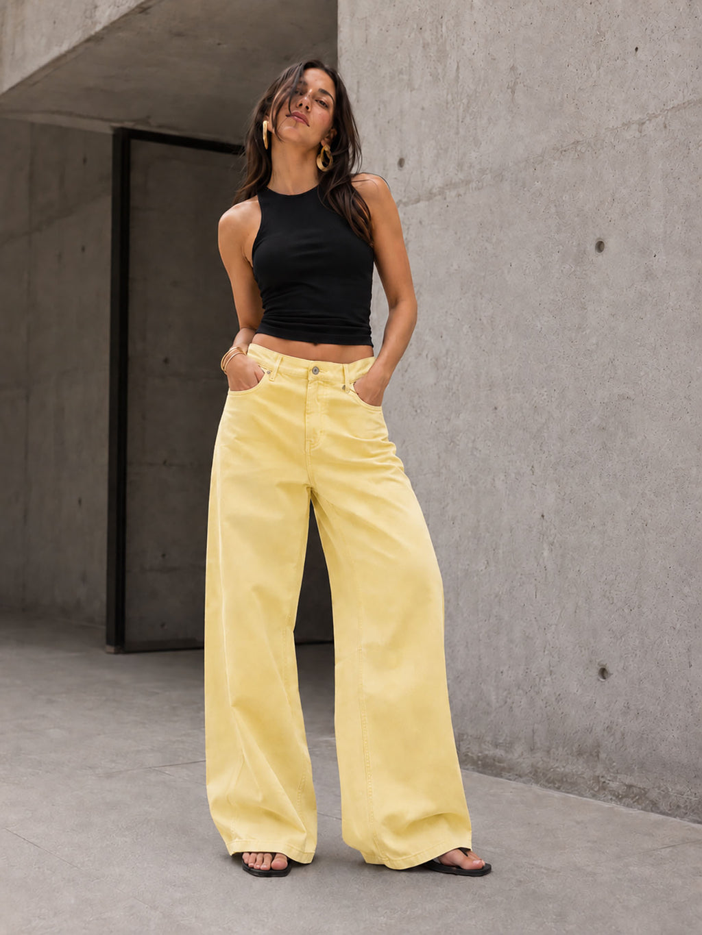 Yellow Baggy Corduroy Pants