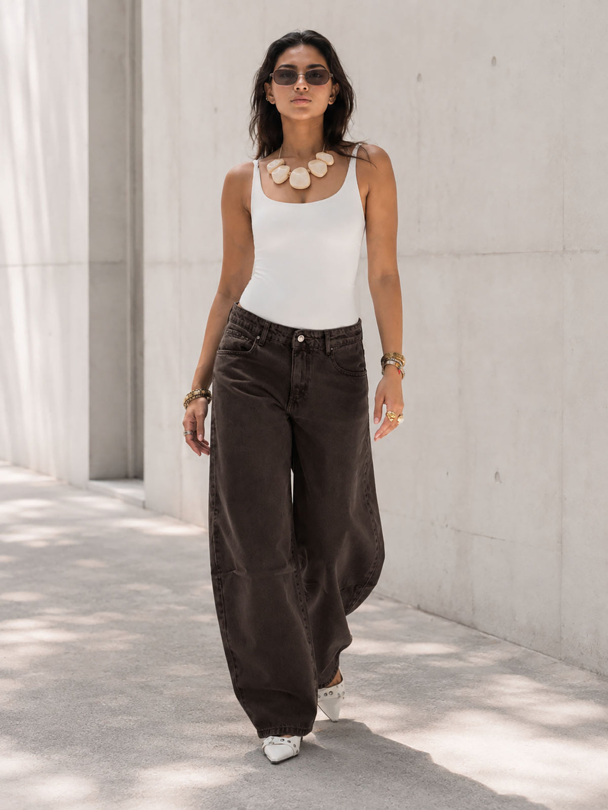 Brown Relaxed Balloon Leg Jeans