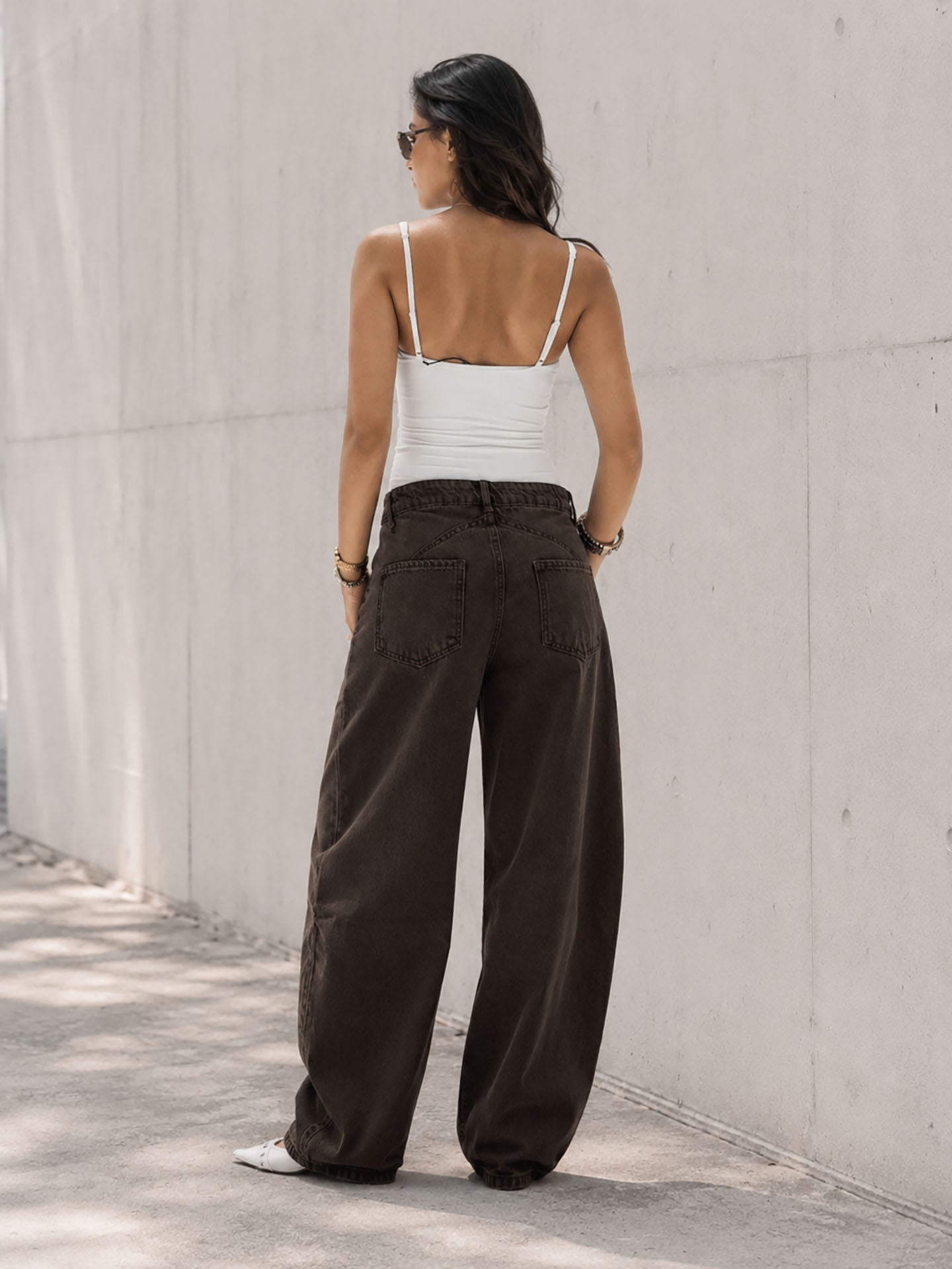 Brown Relaxed Balloon Leg Jeans