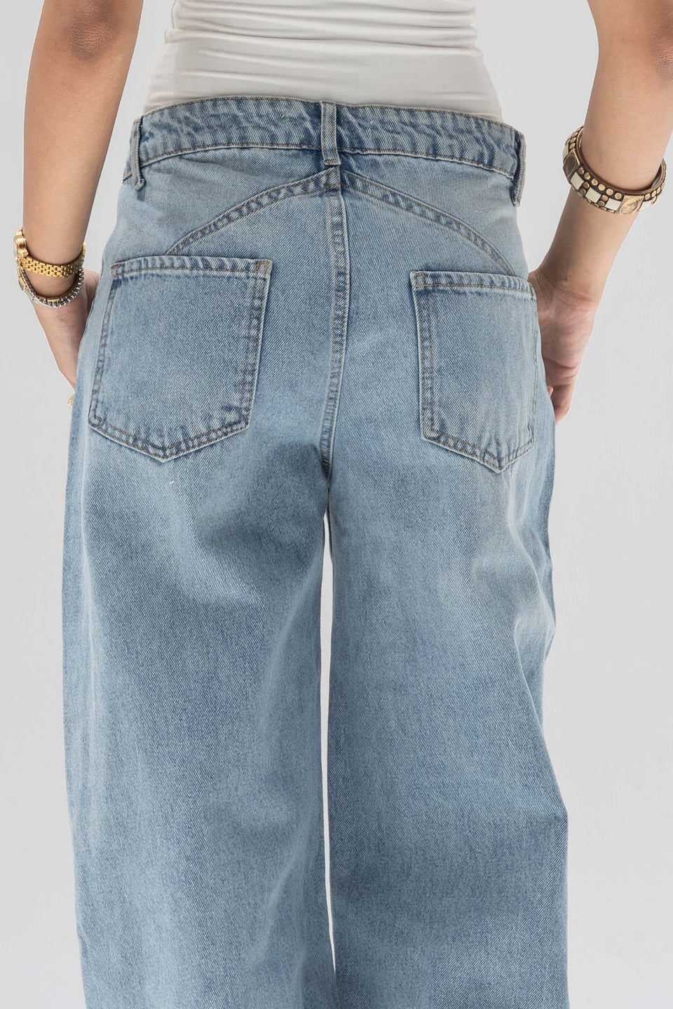 Light Blue Slouchy Low-Rise Baggy Jeans