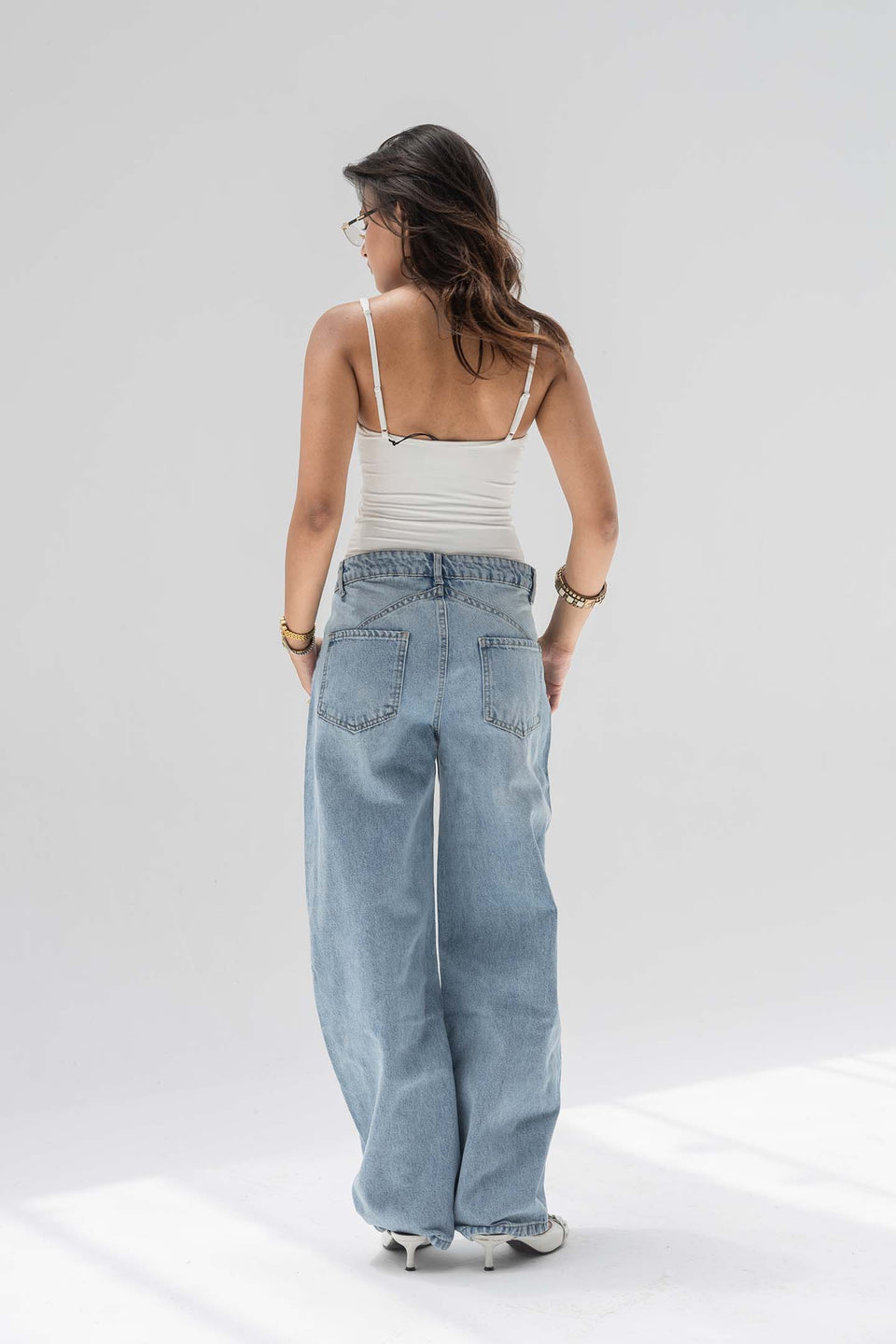 Light Blue Slouchy Low-Rise Baggy Jeans