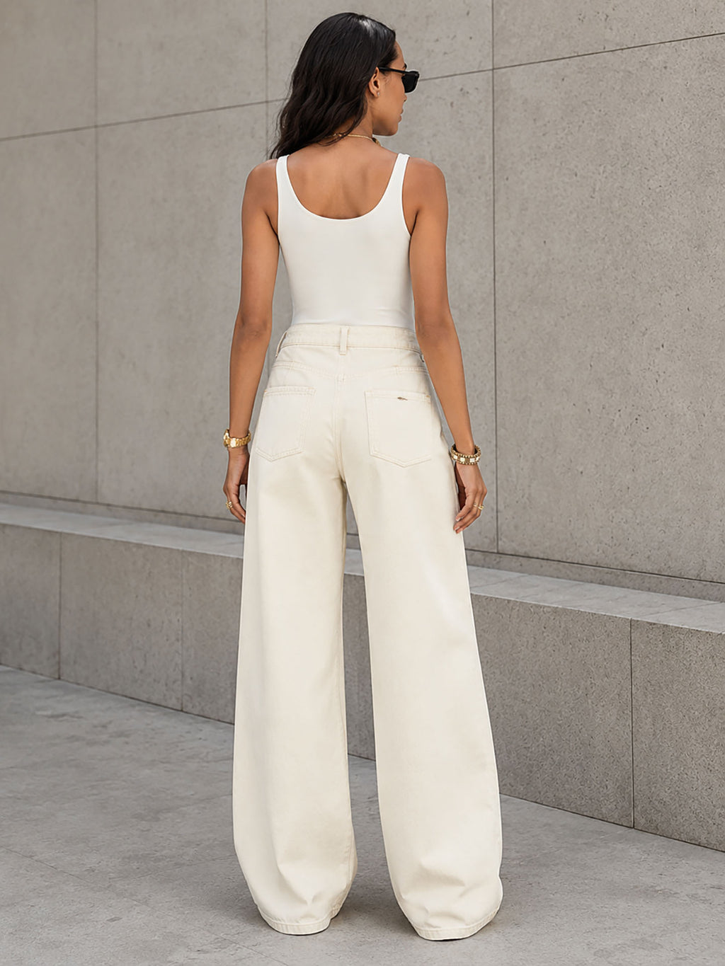 Off White Relaxed Balloon Leg Jeans