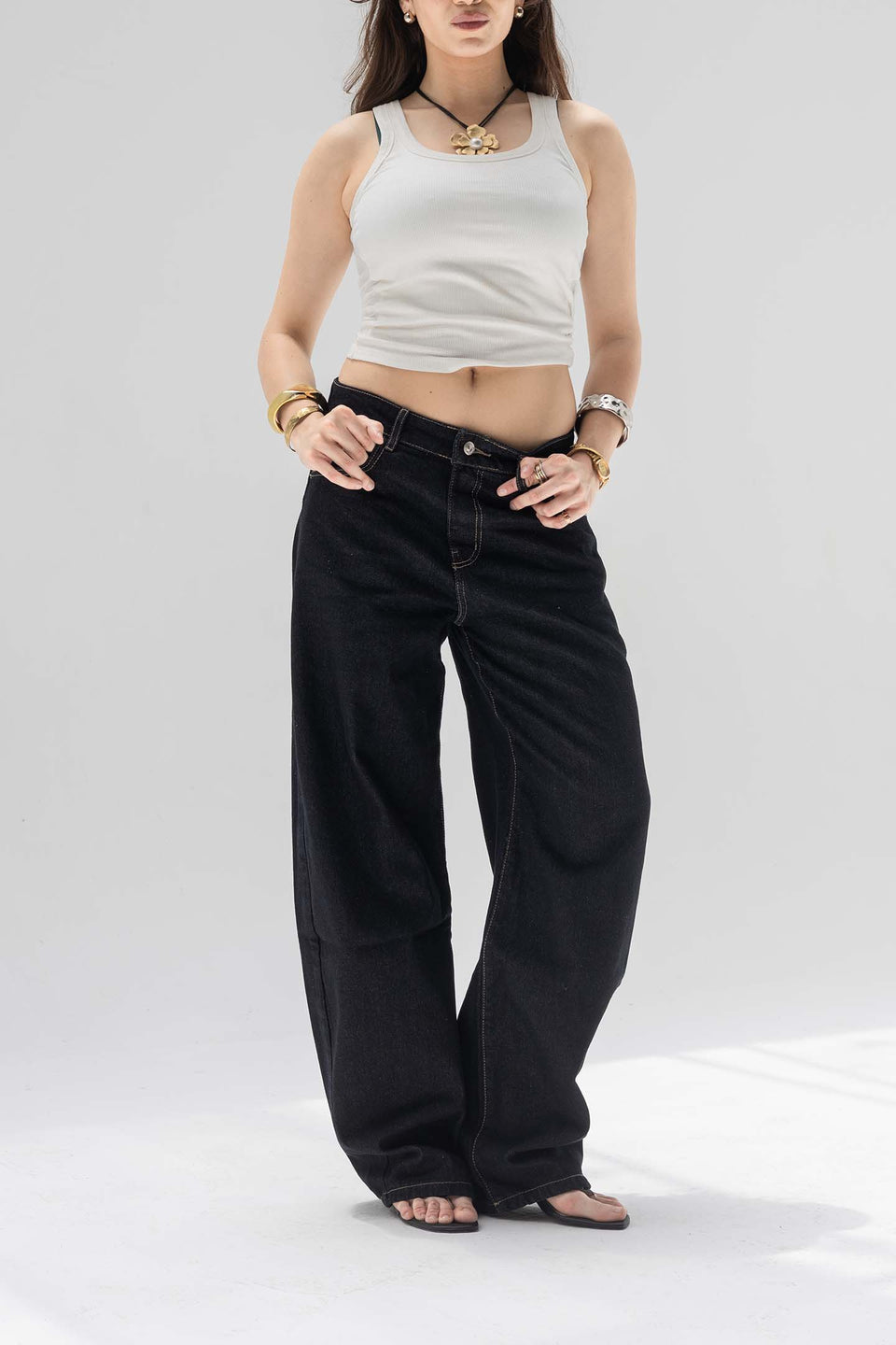 Vintage Navy Slouchy Low-Rise Baggy Jeans