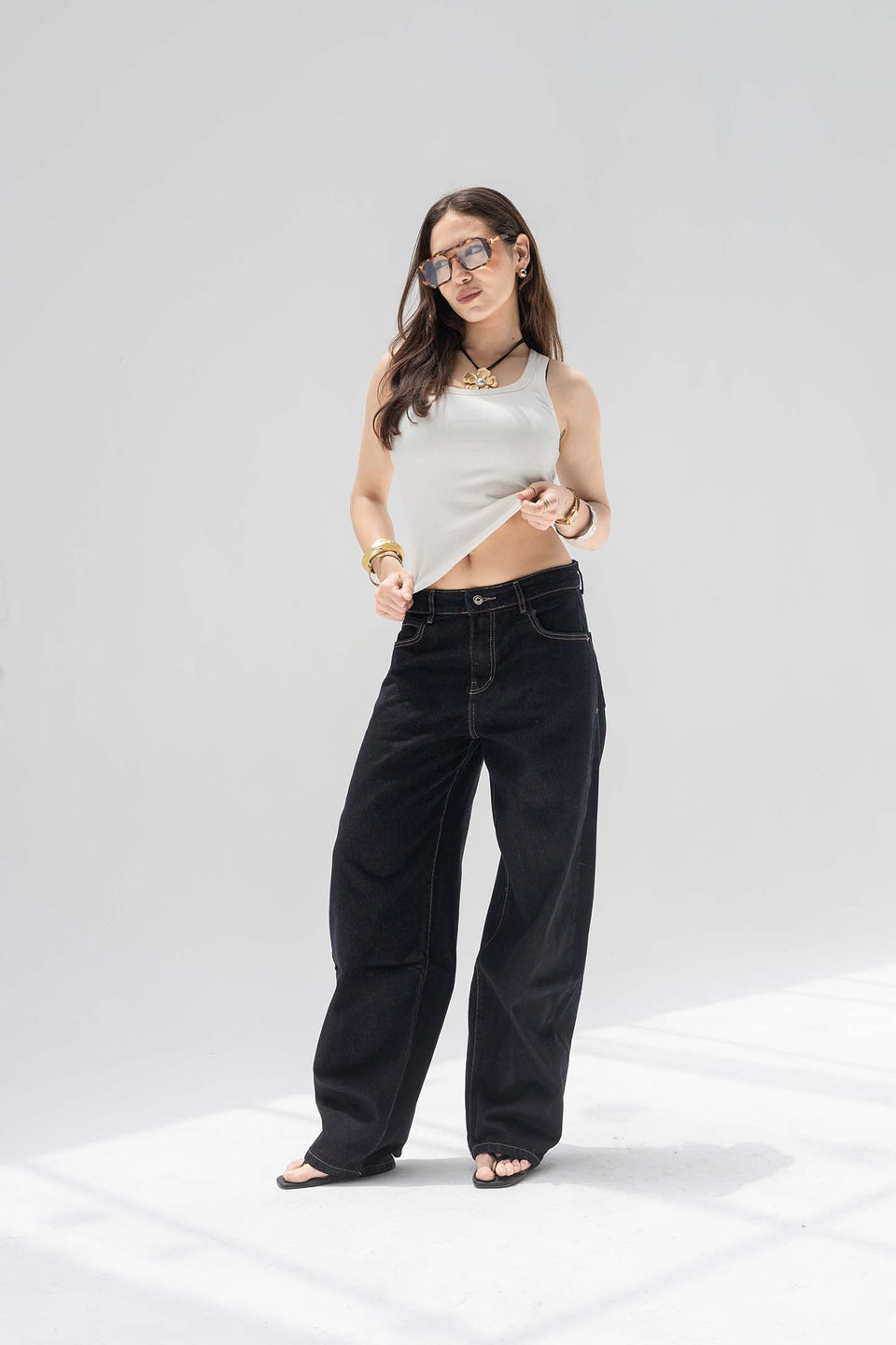 Vintage Navy Slouchy Low-Rise Baggy Jeans