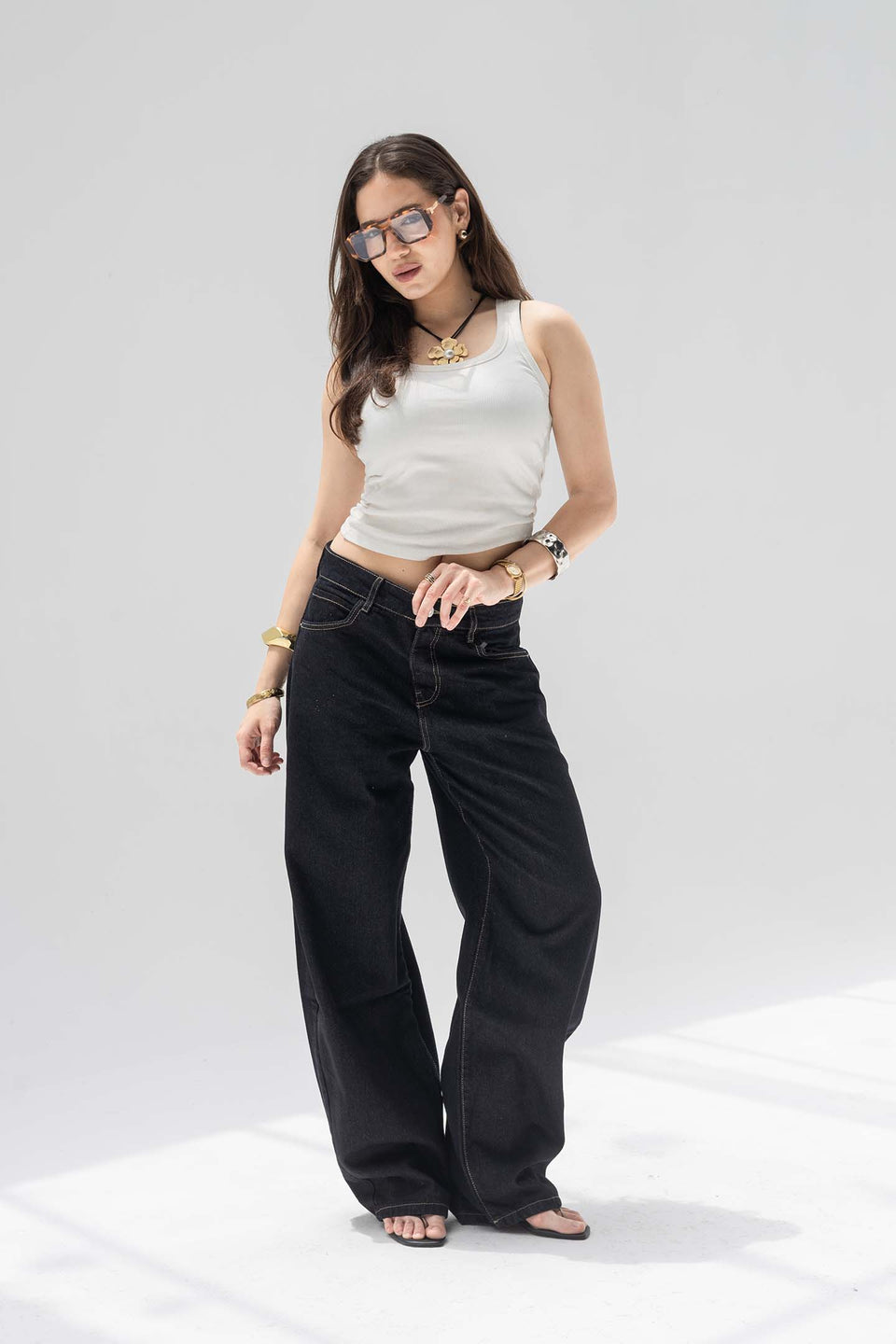 Vintage Navy Slouchy Low-Rise Baggy Jeans