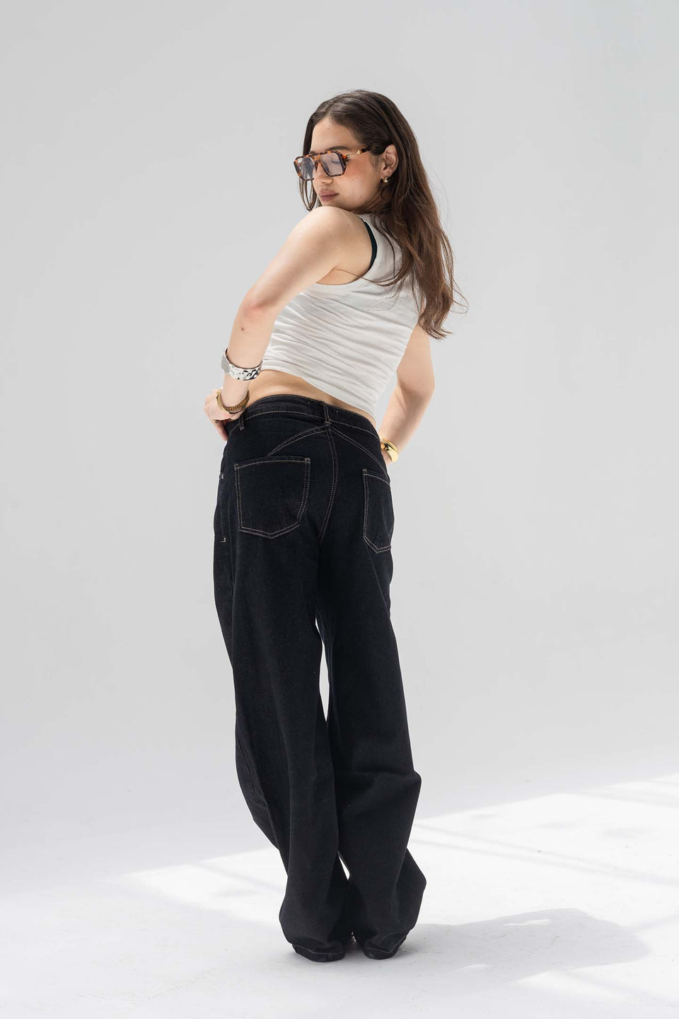 Vintage Navy Slouchy Low-Rise Baggy Jeans