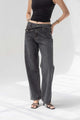 Dark Grey Criss-Cross Waistband Relaxed Jeans